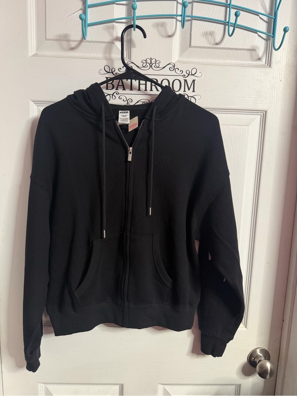 PINK Victoria's Secret Black Full-Zip Hooded Sweatshirt